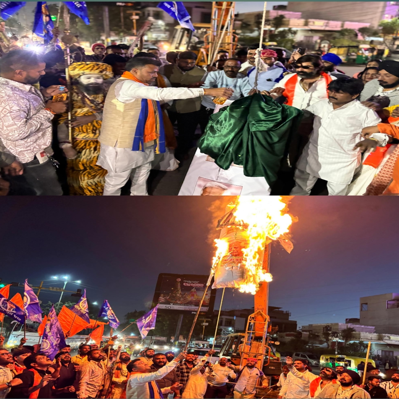 बांग्लादेश के मुखिया मोहम्मद युनुस का किया पुतला दहन,  मुर्दाबाद के नारो के साथ दी गई फांसी, बांग्लादेश में हिंदूओ पर हो रहे अत्याचार और नरसंहार के विरोध में सड़क पर आया सकल हिन्दू समाज।